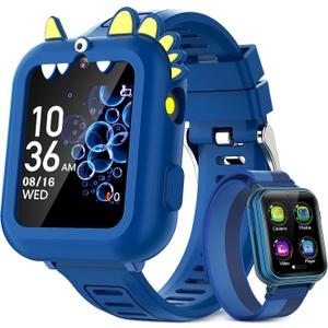 Kids Smart Watch Boys Gift Age 3-12 with 39 Games Alarm Clock Camera Video Music Player Pedometer Flashlight 12/24 hr HD Touch Screen Kids Watch Birthday Boys Gift Toys for 4 5 6 7 8 9 10 Years Olds (Blue)