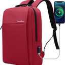 Victoriatourist Laptop Backpack for Women, Backpack College Bookbag with USB Charging Port, Water Resistant Daypack Cute Book Bag for Ladies Fit 15.6 Inch ComputerRed