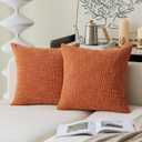 Kevin Textile Fall Pillow Covers Linen European Throw Pillow Sham Super Soft Star Autumn Decorative Cushion Cover for Bench, 20"x20" (50x50cm), Orange