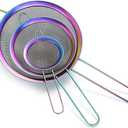 Rainbow Fine Mesh Strainer 3 Pieces Set, Colorful Flour Sifter For Baking, Stainless Steel Clander, Mutil-Color Matcha Tea Strainer, Gravy Separator, Stasher Sieve Pasta Strainers