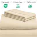 LuxClub 4 PC King Size Sheet Set Deep Pockets 18" Wrinkle Free Cooling Bed Sheets Machine Washable Hotel Bedding Silky Soft - Cream King