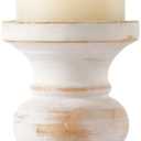 CedarLux Rustic Pillar Candle Holder, 6 Inch White Wooden Candlestick Holders, Farmhouse Candle Stands for Pillar Candle,Decorative Wood Candlestick Holders for Living Room, Table Centerpiece