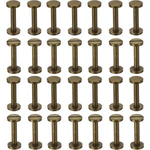 PATIKIL 25 Sets Chicago Screws, 20mm L Chicago Screw Slotted Binding Post Screw Bolts Rivets Brass Fasteners Connectors for Leather Belt Scrapbook Photo Albums, Bronze