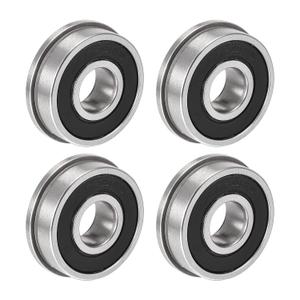 uxcell F6201-2RS Flanged Ball Bearing 12x32x10mm Double Sealed Chrome Steel Bearings 4pcs