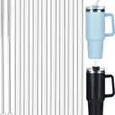 ALINK 8 Pack Replacement Glass Straws for Stanley 40 oz 30 oz Tumbler, 12 in Long Reusable Clear Straws for Stanley Cup Accessories, Half Gallon Bottle, Plus 2 Cleaning Brush