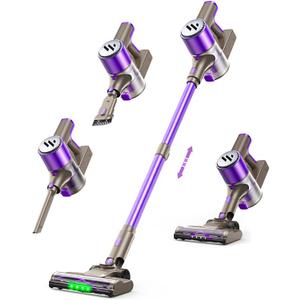 WLOTPO Vacuum Cleaners for Home,Cordless Vacuum Cleaner,Lightweight Stick Vacuum Cordless Rechargeable,Self-Standing Design,LED Touch Screen,Vacuum for Hardwood Floors,Carpet,Pet Hair(Deep Purple)