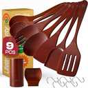 Riveira Set of 18 Premium Brown Bamboo Cooking Utensils - Bamboo Utensils for Cooking - Non-Toxic Utensils - Wooden Kitchen Set for Non-Stick Cookware