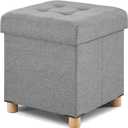 BRIAN & DANY Ottoman with Storage, Square Small Storage Ottoman Foot Rest with Legs, Ottomans Foot Stool for Dorm, Living Room, Entryway 14.8"x14.8"x17.8" (Light Gray), 15"D x 15"W x 15"H