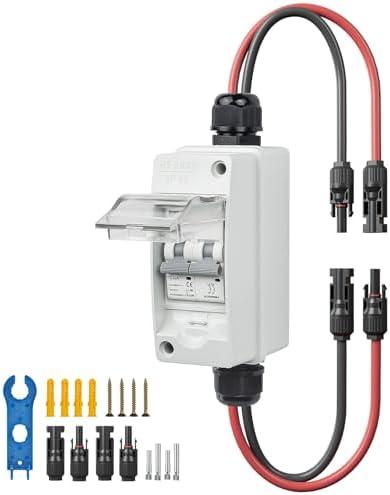 Pjerjzn Solar Panel Disconnect Switch 1000V 30A PV Disconnect Switch Outdoor Miniature Circuit Breaker IP65 for Solar PV Homes Battery (1000V 30 Amp)