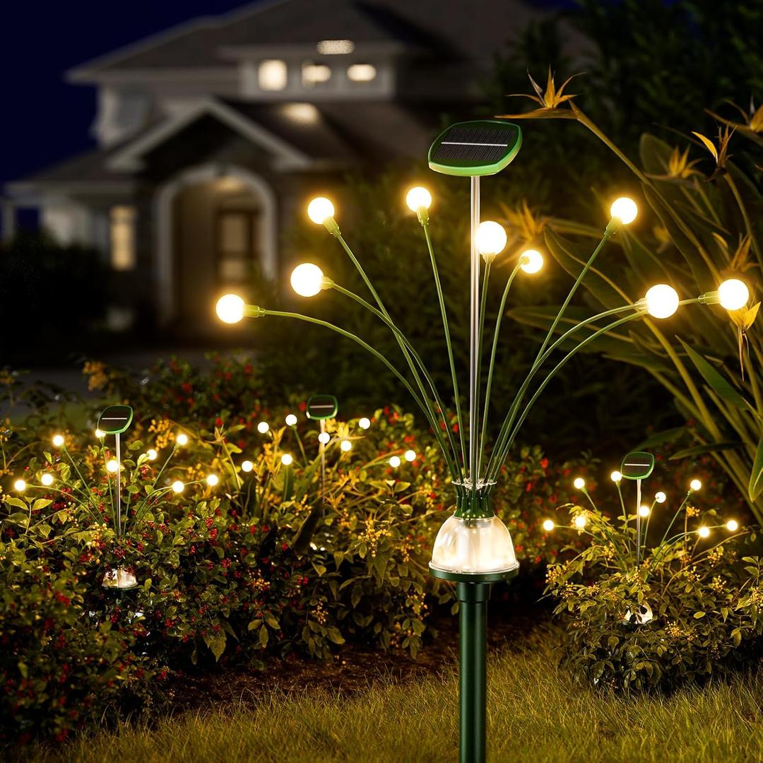 AOSEA Larger Bulbs Solar Garden Lights Outdoor, 2 Pack 18 LED Solar Firefly Lights Fairy Swaying by Wind for Outside, IP67 Waterproof,for Patio Garden Yard Walkway Sidewalk, Black (warm white-black) AOSEA Larger Bulbs Solar Garden Lights Outdoor, 2 Pack 18 LED Solar Firefly Lights Fairy Swaying by Wind for Outside, IP67 Waterproof,for Patio Garden Yard Walkway Sidewalk, Black (warm white-black)