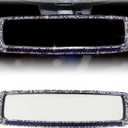 Bling Car Rear View Mirror, 10.51 Inch HD Glass Wide Angle Rearview Mirrors, Clip-on Crystal Diamond Panoramic Rear View Mirror Accessories, Bling Car Decorations for Women (Purple)