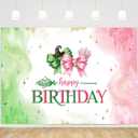 MEHOFOND 7x5ft Witch Theme Birthday Decorations Green and Pink Happy Birthday Backdrop Witch Princess Castle Watercolor Pastel Fantasy Gold Glitter Royal Birthday Party Supplies Photo Booth Props