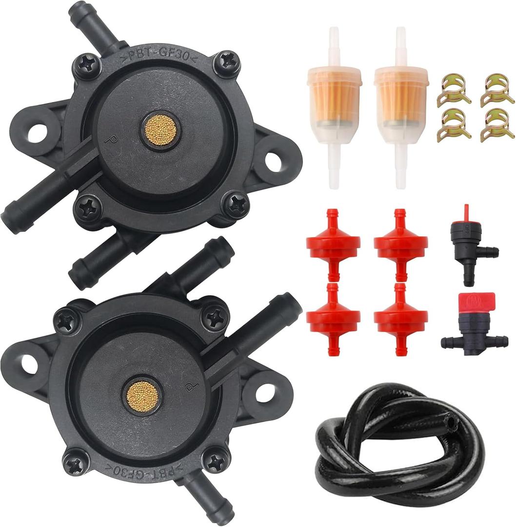 Fuel Pump with Strainers and Oil Hose for Kohler 17HP-25HP Lawn Mower Kohler 7000 series Cub Cadet Briggs and Stratton Mikuni John Deere kawasaki Yamaha Golf Cart Fuel Pump 808656 808492