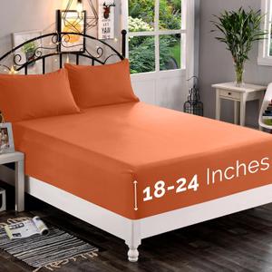 Elegant Comfort 1500 Premium Quality Fitted Sheet Ultra Soft 18-24 Inch Extra Deep Pocket - Single Fitted Sheet for High Mattress - Wrinkle Free with Smart Storage Pockets, Twin/Twin XL, Coral