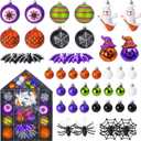 42PCS Velvet Christmas Ball Ornaments Set, Flocked Shatterproof Xmas Tree Decor, Assorted Hanging Ornaments with Loop for Holiday Home Decor, Christmas Tree, Mantel, Party Decoration (Halloween)