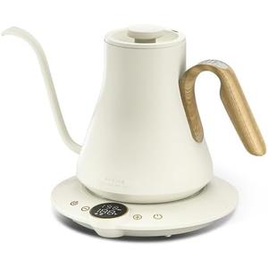 Electric Kettles, INTASTING Gooseneck Electric Kettle, ±1℉ Temperature Control, Stainless Steel Inner, Quick Heating, for Pour Over Coffee, Brew Tea, Boil Hot Water, 1500W/0.9L (Cream White)
