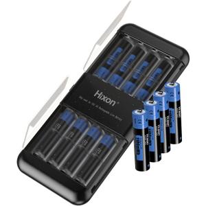 Hixon Lithium AAA Batteries12 Pack with AAA to AA Converter,1100mWh 1.5V Rechargeable Triple a Li-ion Battery 1600 Cycles Long Lasting Low Self Discharge