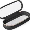 Soimeat Clear Travel Makeup Brush Holder, Leather Makeup Brush Toiletry Bag, Portable Cosmetic Brush Case, Transparent Waterproof Makeup Brush Storage Bag, Black, Large