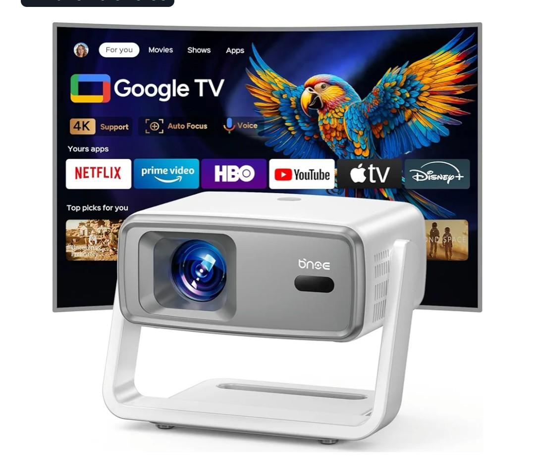 4k Projector with WiFi and Bluetooth, 1800 ANSI Outdoor Smart Projector 4k Auto Focus & Voice Control, Built-in 10,000+ Apps Native 1080P Mini Portable Movie Proyector for Home Theater