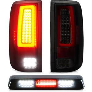 Tail Light + 3rd Third Brake Cargo Lamp for 2004 2005 2006 2007 2008 Ford F-150, High Mount Stop Light Rear LED Taillight Assembly, FO2800182 FO2801182 5L3Z13405CA 6L3Z13405BA 4L3Z13405AA 166-00377AL (Smoked Lens)