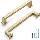 10 Pack 5 Inch(128mm) Kitchen Cabinet Handles Brushed Brass Cabinet Pulls Gold Kitchen Cabinet Hardware Drawer Pulls for Cupboard