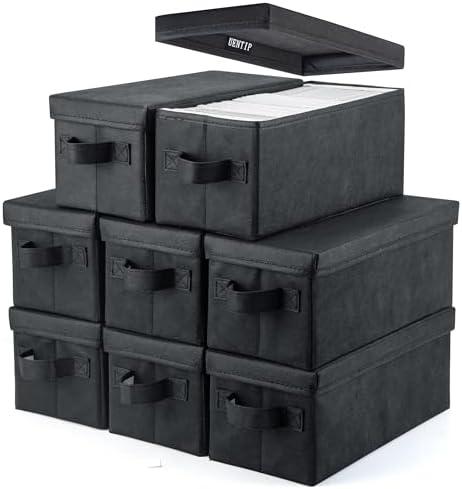 UENTIP CD Storage Box - Pack of 8 CD Case Storage - 13.2" x 5.9" x 5.3", Container holds 30 CDs in full jewel cases, 60 CDs in slim cases, and 165 discs in CD sleeves - Black (8pack-black)