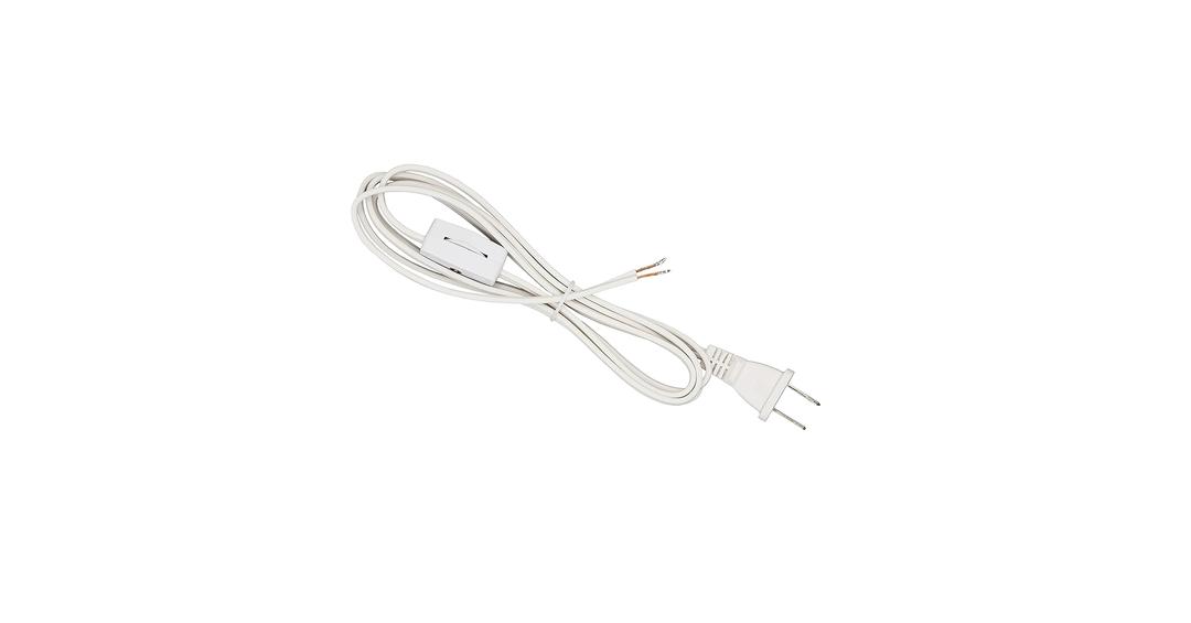 7 FT Cable Extension Cord Flat Plug Ungrounded 3 Polarized Outlets White Household Light Extension Cord for Indoor Use 125V AC 13A 1625W ETL Listed
