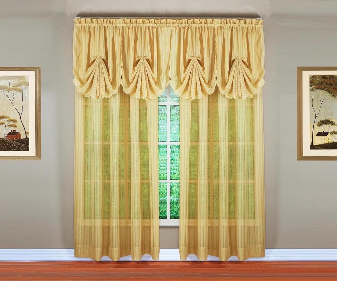 Today's Curtain, Silhouette Stripe Sheer Panel 72", Gold, 60" W x 72" L
