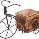 DOITOOL Bicycle Planter Wooden Planter Boxes Tricycle Plant Stand Succulent Pot for Outdoor Plants Garden Home Decoration