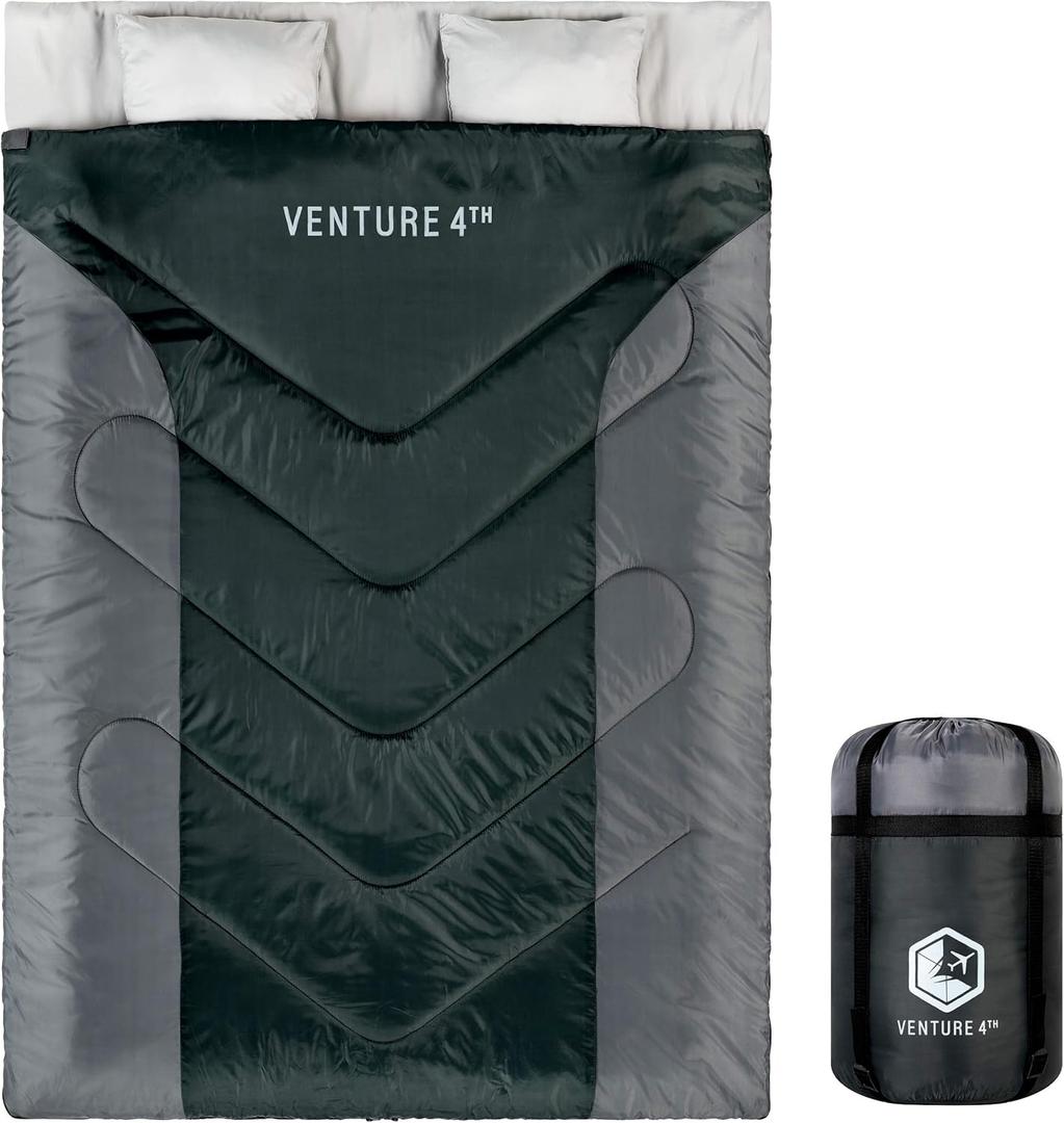 VENTURE 4TH Backpacking Sleeping Bag  XXL, Double and Single Sizes - Lightweight Warm & Cold Weather Sleeping Bags for Adults, Kids & Couples  Ideal for Hiking, Camping & Outdoor Adventures