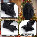 3D Dragon Egg - Easter Egg with Flexible Dragon Inside, Large 3D Printed Gift, Figurine Decor, Executive Desk Toy(12 Dragon, Black)