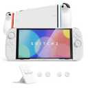 PlayVital Ranger Protective Case for Nintendo Switch 2 with Stand | Ergonomic Anti-Slip Silicone Grips, Dockable Hard Shell, 4 Thumbstick Caps | Quick-Release-Joycon Design Full-Body Cover, White
