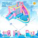Inflatable Water Slide for Kids, Bounce House with Slide, Pool, Water Cannon, Climbing Wall, Blower Included, Outdoor Summer Fun for Kids, 141x138x78 Inches, Pink