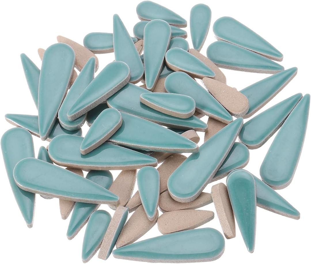 3 x MECCANIXITY Petal Mosaic Tiles for Crafts 100g Tear Drop Porcelain Mosaic Tiles for Mosaic Art Projects and Outdoor Decorations Peacock Blue