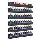 NIUBEE 6 Pack Nail Polish Rack Wall Mounted Shelf with Removable Anti-slip End Inserts, Acrylic Nail Polish Organizer Display 90 Bottles(Black)