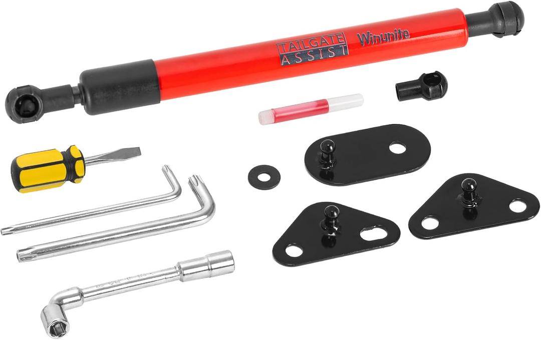 Winunite Compatible with 2015-2025 F150 Red Tailgate Assist  Stainless Steel Material, Quiet Controlled Descent, No More Slamming Down, No Drill Bolt-On Installation with All Tools Included