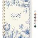 2026 Planner, Weekly and Monthly Calendar Planner for Women, Jan 2026 - Dec 2026, Hardcover Planning Agenda book with Tabs, Spiral Bound, Inner Pocket, Perfect for School Office Supplies, 6.3" x 8.5" - Blue Elegance