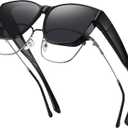 GEGURI Polarized Sunglasses Fit Over Glasses for Men Women, Oversized Square Sun Glasses UV400 Protection Shades