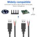 USB 2 Wire Pigtail Cable 20AWG USB 2.0 Male Plug 2pin Wire DIY Pigtail Cable 5V 5A Black USB DIY Connector Replacement Cable Cordwith Heat Shrink tubes-2pcs (1M)