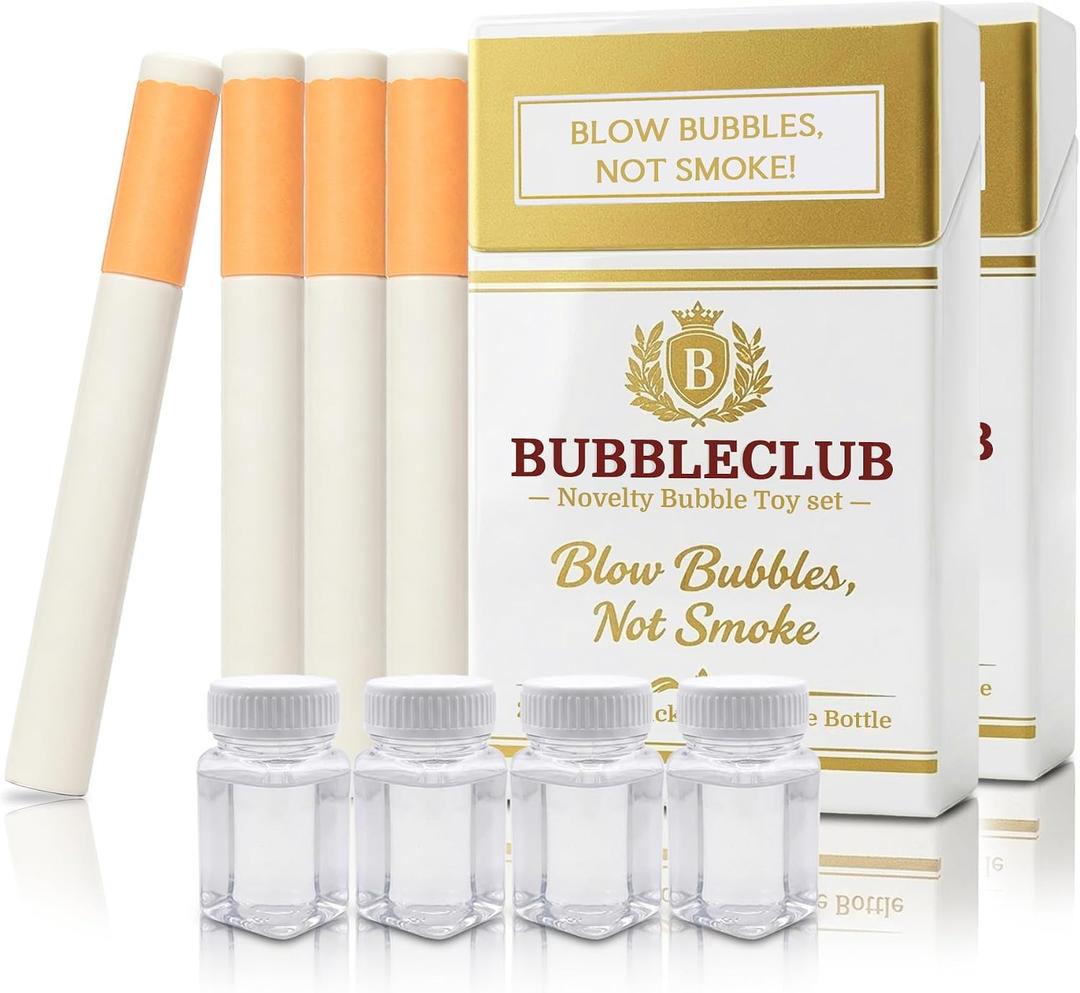 Bubble Blower Set, 2 Pack Inspired Novelty Bubble Wands with Refillable Bottles, Portable Stress Relief Toy for Adults, Desk, Party, Festival & Outdoor Fun