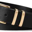 VATAN Women Leather Belt for Jeans Dresses Pants Fashion Ladies Casual Waist Belt with Gold Buckle
