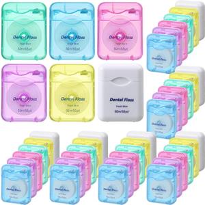 FillTouch 36 Pack Mini Dental Floss Bulk Mint Flavored 50m Each Travel Dental Floss Oral Care for Teeth and Gum Protection(Colorful)