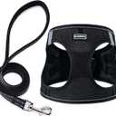 Dog Harness with Leash Set, No Pull Adjustable Reflective Step-in Puppy Pet Vest Harnesses for Small Medium Large Dogs and Cats,Black XL