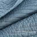 EVERGRACEHOME Cotton Sateen Quilt Set Queen Size, Pre-Washed Cotton Channel Stitch Coverlet Bedspread, 3 Pieces Lightweight Soft Bedding Sets for All Season, with 2 Pillow Shams, Sonoma Blue