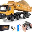 RC Dump Truck Toy, 1:14 Scale 12 Channels Heavy RC Dump Truck, 4WD Remote Control Construction Crawler with 6KG+ Load, Full Suspension, Lights/Sounds Gifts Ideas for Adults or Teens Age 15+