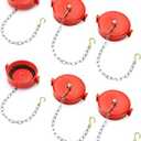 QWORK 2-1/2" NST/NH Plastic Fire Hose Connection Standpipe Cap Fitting and Chain Fire Equipment, Red - 6 Pack Anti Theft FDC Caps