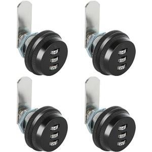 JMIATRY 4 Pack Combination Cam Lock 3/4 Inch Cylinder Password Coded Locks Combi-Cam Lock for Cabinet Drawers Cam Locks Combination, Black