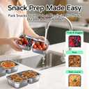 2 Pack Stainless Steel Snack Containers, Reusable Grab and Go Snack Containers, Food Storage Containers Double Compartment with Lids for Snack Lunch