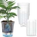 Wonderjune Self Watering Pots for Indoor Plants with Deep Reservoir and High Drainage Holes for Outdoor Plants and Flowers, Bare Root Planter(4.72'',Clear,9 Pcs)