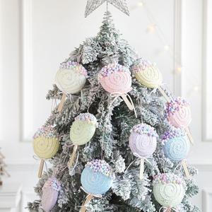 Christmas Lollipop Ornaments 6pcs Pastel Color Candy Christmas Tree Hanging Ornaments Set for Xmas Tree Party Supplies